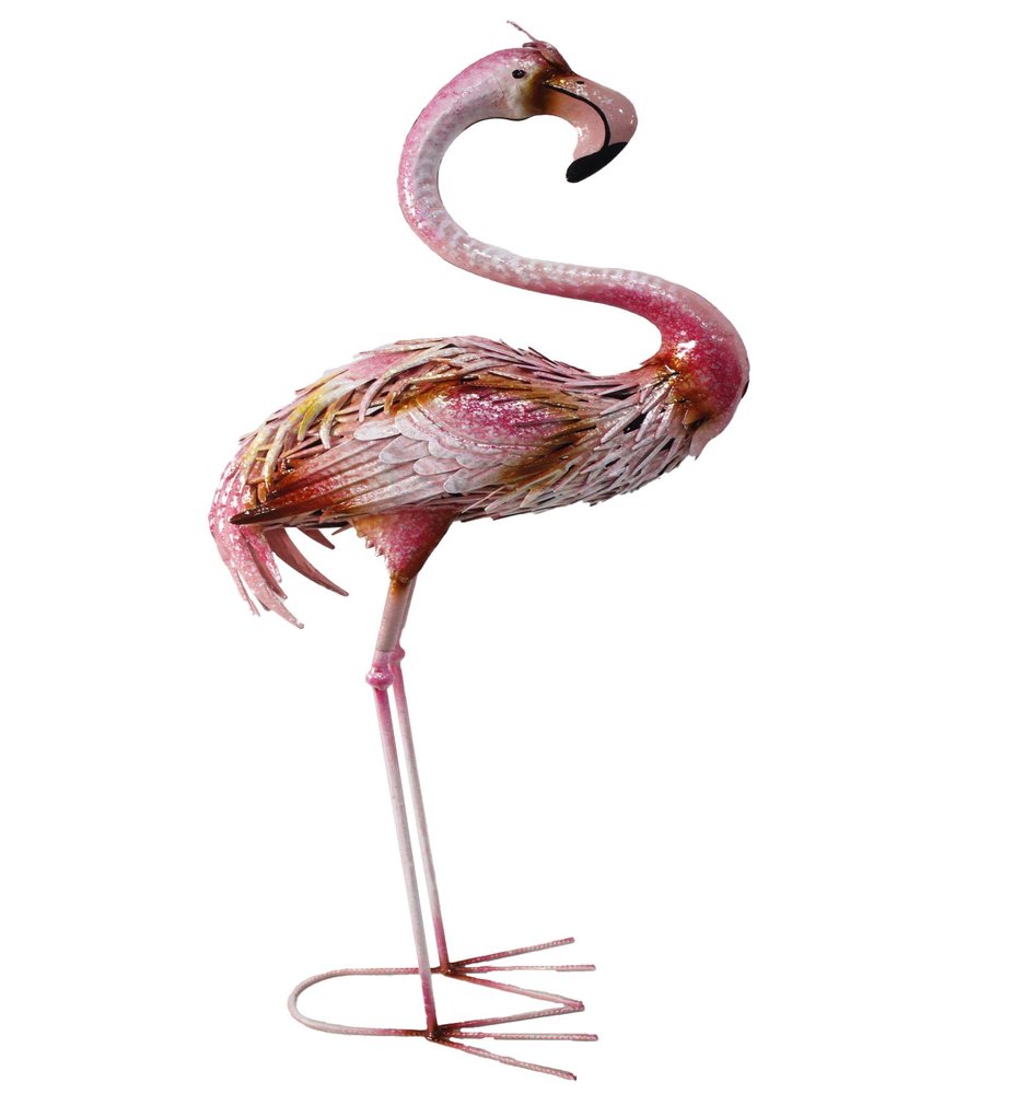 37" Pink And Yellow Metal Flamingo Garden Accents Accessories — view 1