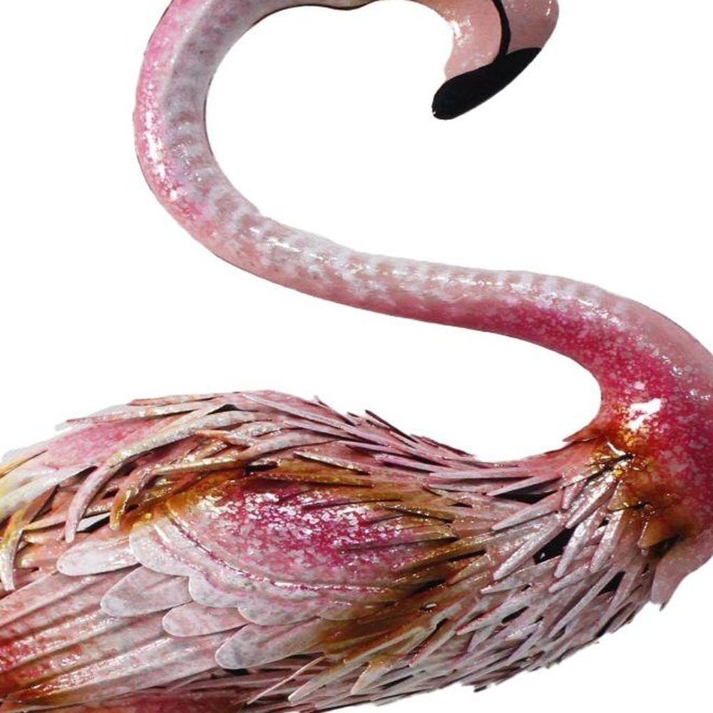 37" Pink And Yellow Metal Flamingo Garden Accents Accessories — view 2
