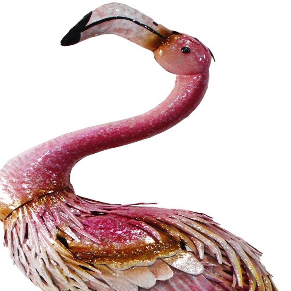 37" Pink And Yellow Metal Flamingo Garden Accents Accessories — view 3