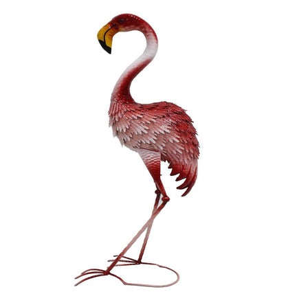 37" Pink Metal Flamingo Garden Accents Accessories HomeRoots