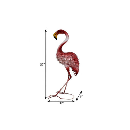 37" Pink Metal Flamingo Garden Accents Accessories HomeRoots