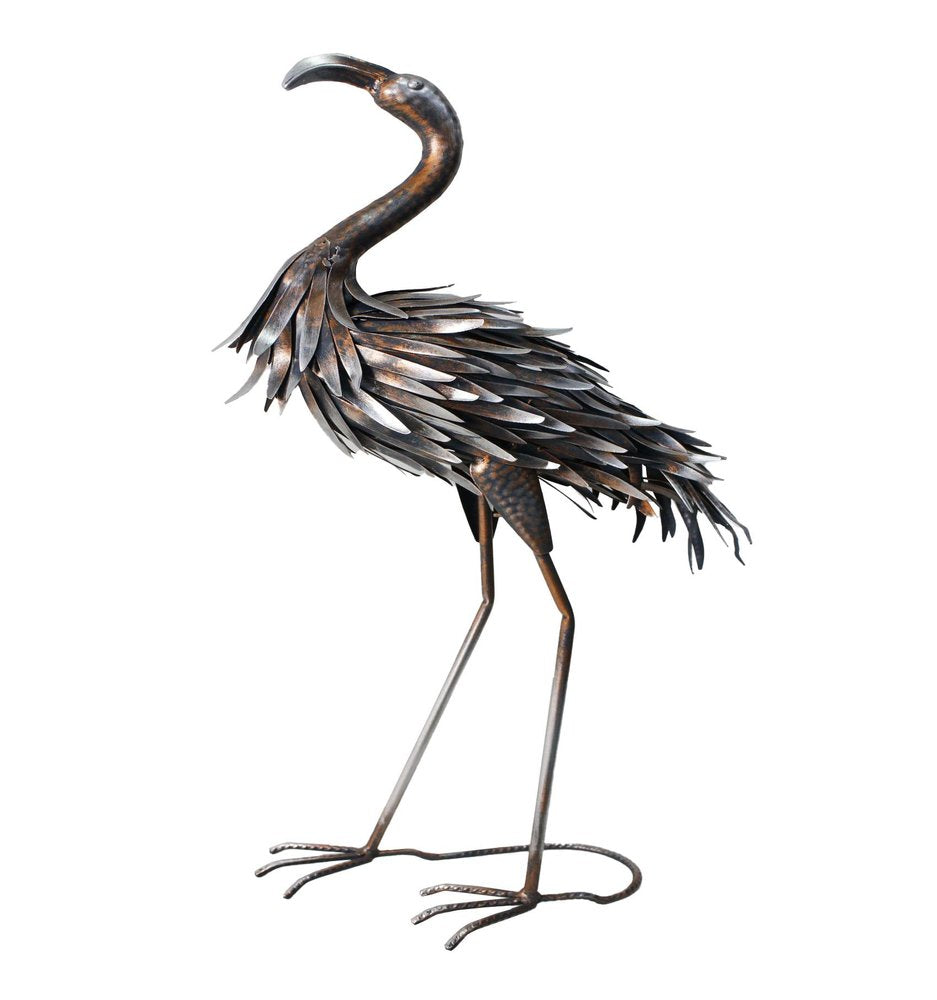 27" Copper And Silver Metal Flamingo Garden Accents Accessories — view 2