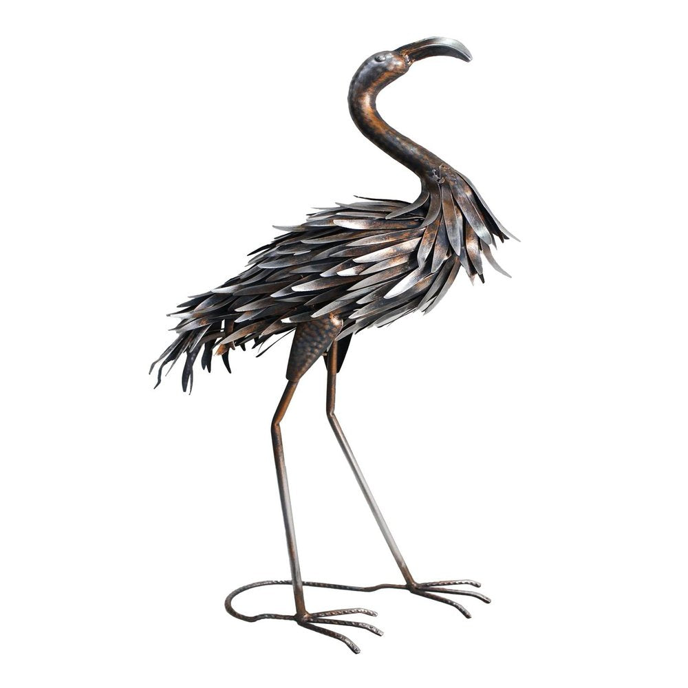 27" Copper And Silver Metal Flamingo Garden Accents Accessories HomeRoots