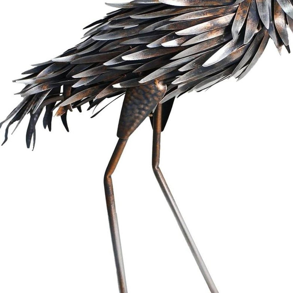 27" Copper And Silver Metal Flamingo Garden Accents Accessories HomeRoots