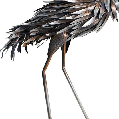 27" Copper And Silver Metal Flamingo Garden Accents Accessories HomeRoots