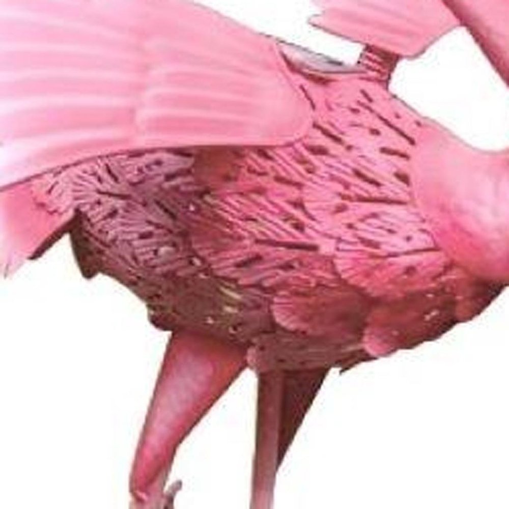 33" Pink Metal LED lights Flamingo Garden Accents Accessories HomeRoots