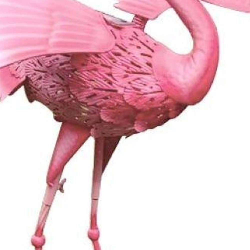 33" Pink Metal LED lights Flamingo Garden Accents Accessories HomeRoots