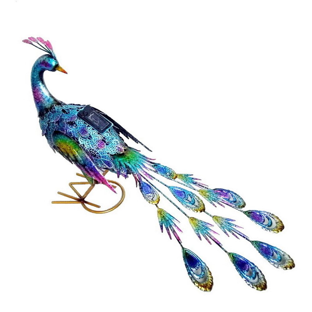 16" Purple Blue And Yellow Metal LED lights Birds Garden Accents Accessories — view 1