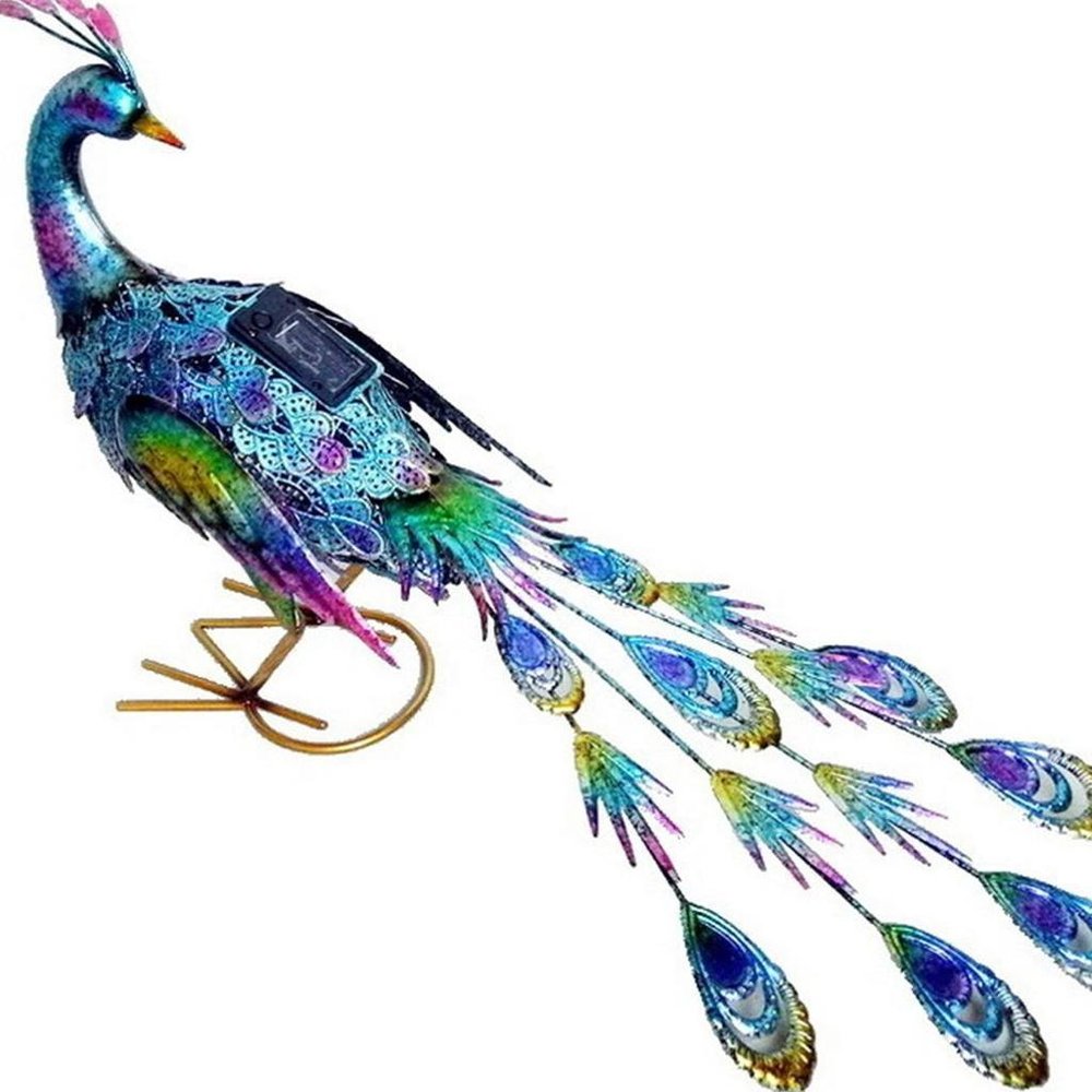 16" Purple Blue And Yellow Metal LED lights Birds Garden Accents Accessories HomeRoots