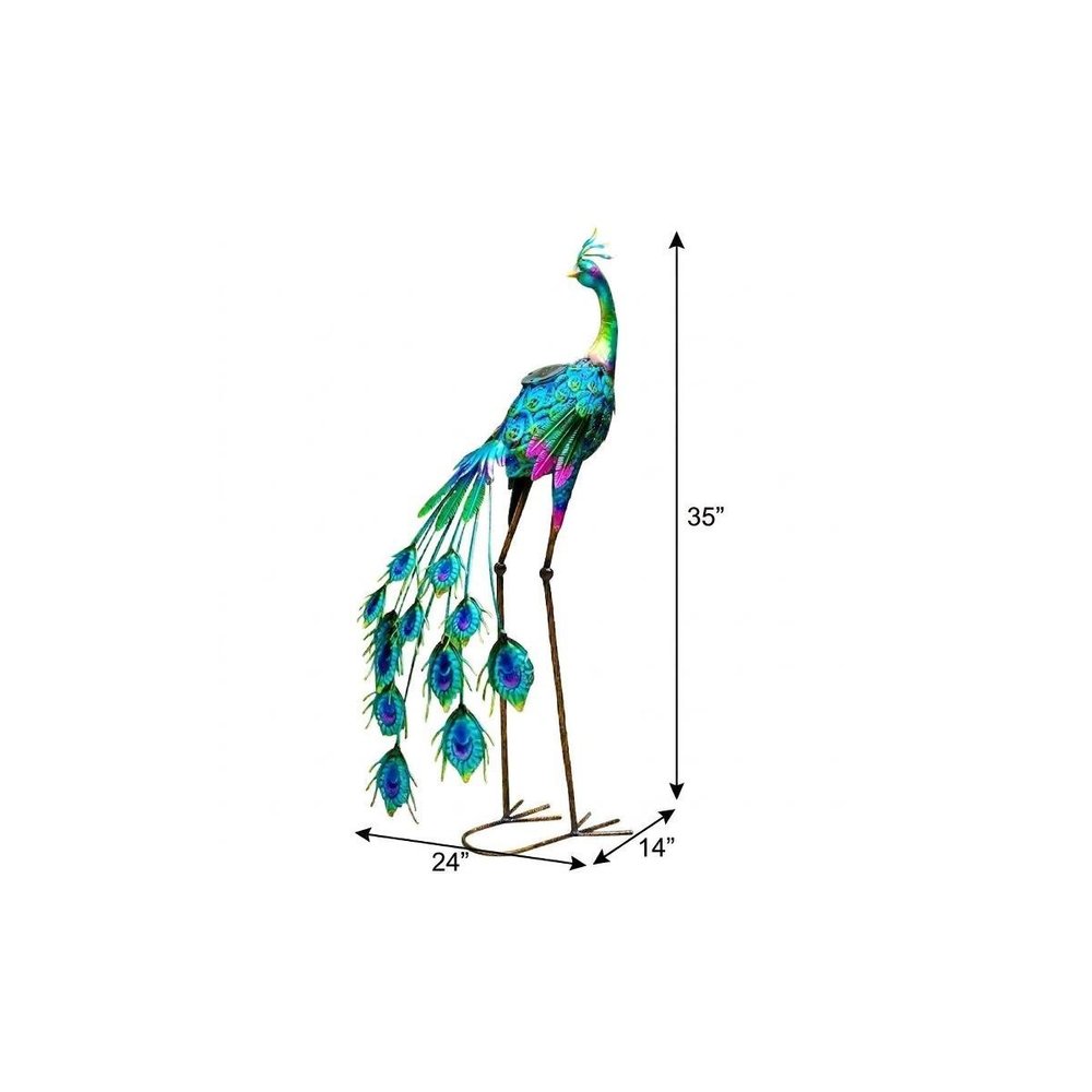 35" Purple And Blue Metal LED lights Birds Garden Accents Accessories HomeRoots