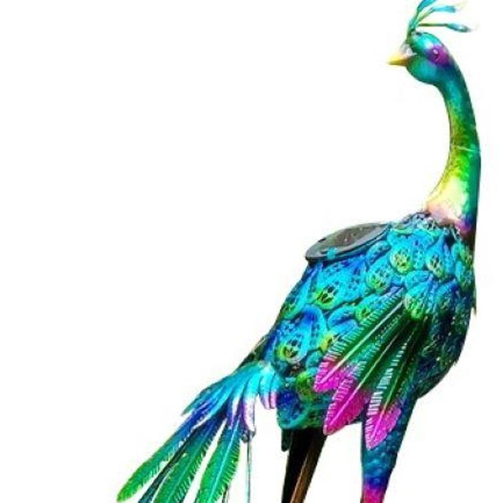 35" Purple And Blue Metal LED lights Birds Garden Accents Accessories HomeRoots