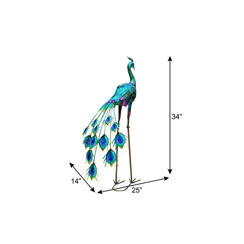 34" Purple And Blue Metal LED lights Birds Garden Accents Accessories — view 4