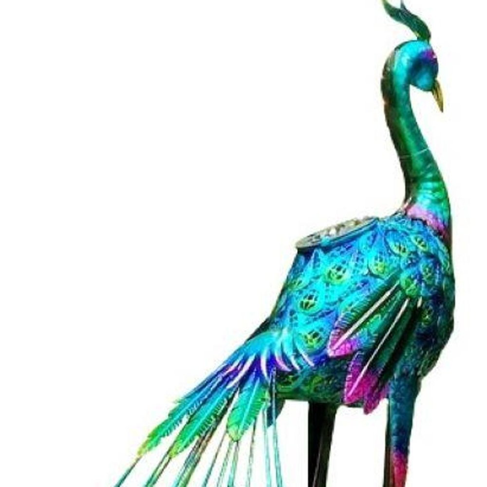34" Purple And Blue Metal LED lights Birds Garden Accents Accessories HomeRoots