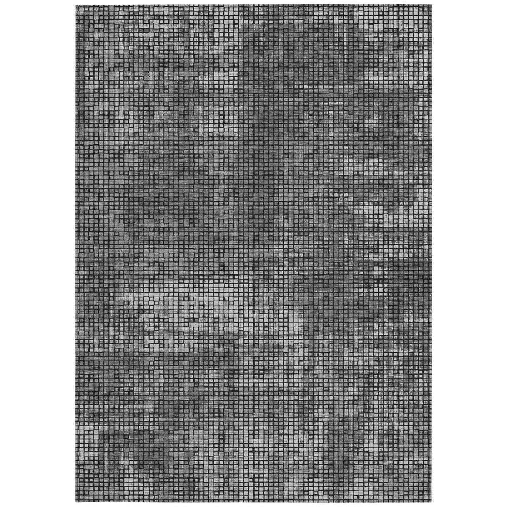 10' X 14' Gray And Graphite Abstract Washable Indoor Outdoor Area Rug — view 9