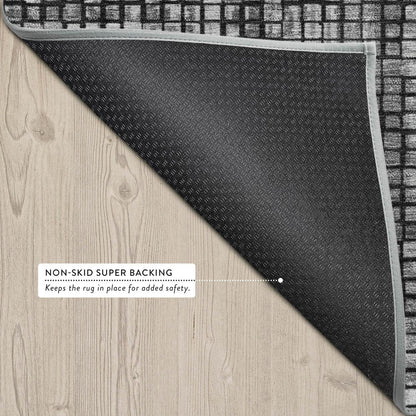 10' X 14' Gray And Graphite Abstract Washable Indoor Outdoor Area Rug