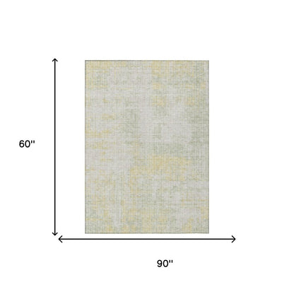 5' X 8' Ivory And Linen Abstract Washable Indoor Outdoor Area Rug HomeRoots