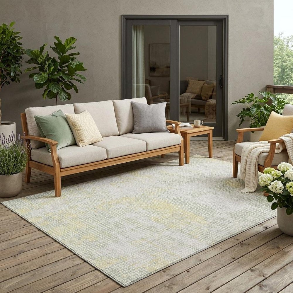 5' X 8' Ivory And Linen Abstract Washable Indoor Outdoor Area Rug HomeRoots