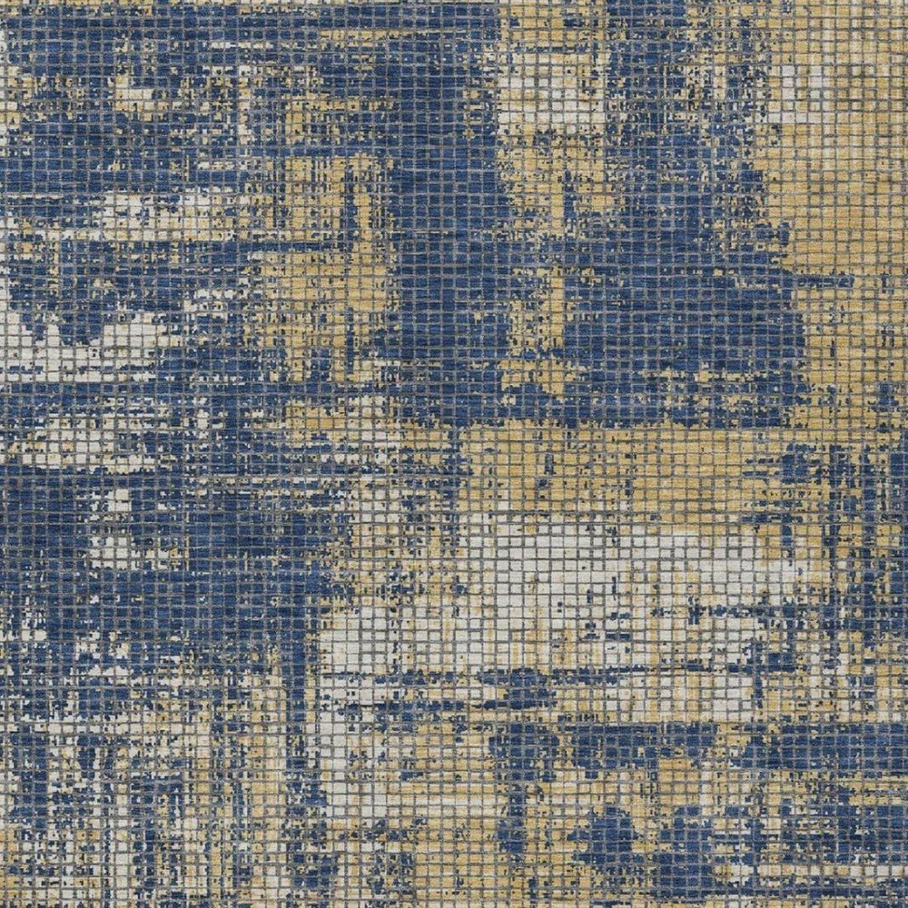 3' X 5' Navy Blue And Blue Abstract Washable Indoor Outdoor Area Rug