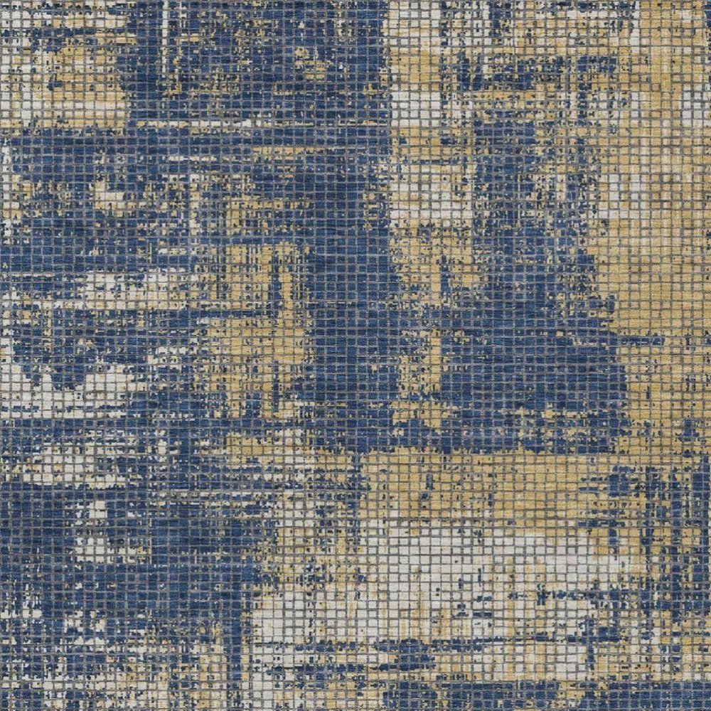 3' X 5' Navy Blue And Blue Abstract Washable Indoor Outdoor Area Rug — view 9