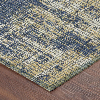 3' X 5' Navy Blue And Blue Abstract Washable Indoor Outdoor Area Rug HomeRoots