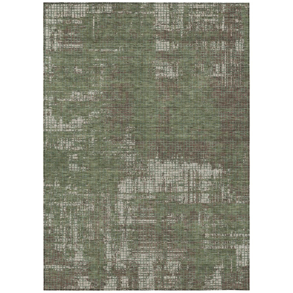 9' X 12' Olive Green And Green Abstract Washable Indoor Outdoor Area Rug — view 1