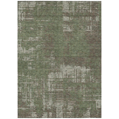 9' X 12' Olive Green And Green Abstract Washable Indoor Outdoor Area Rug HomeRoots