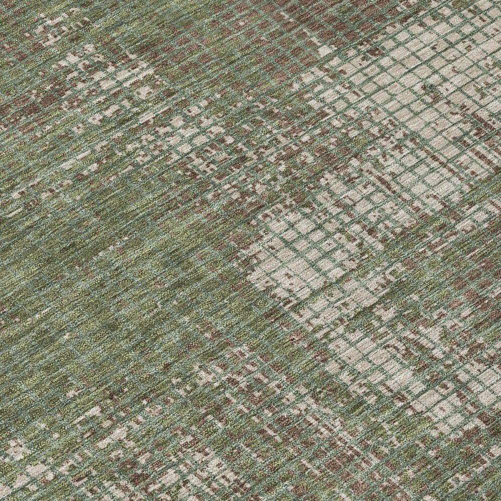 9' X 12' Olive Green And Green Abstract Washable Indoor Outdoor Area Rug — view 3
