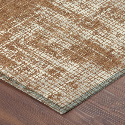 5' X 8' Orange And Beige Abstract Washable Indoor Outdoor Area Rug HomeRoots