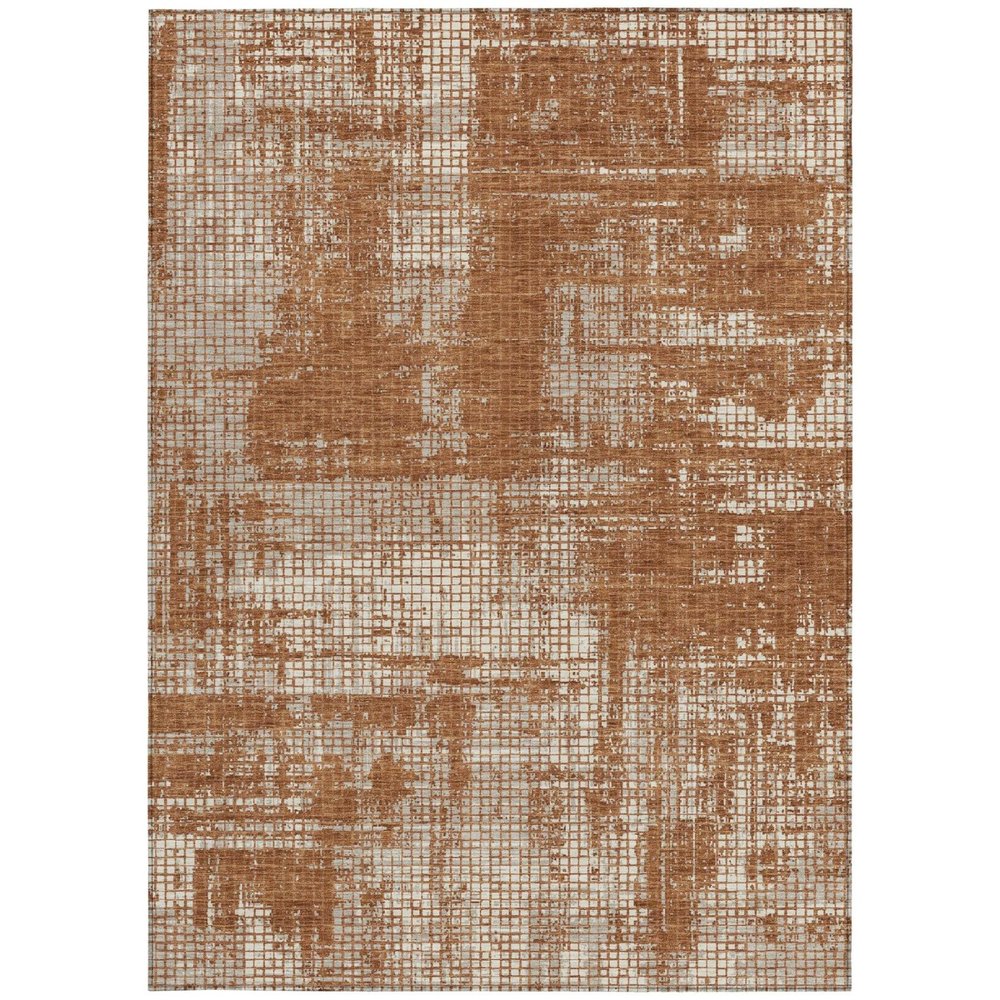 9' X 12' Orange And Beige Abstract Washable Indoor Outdoor Area Rug — view 8