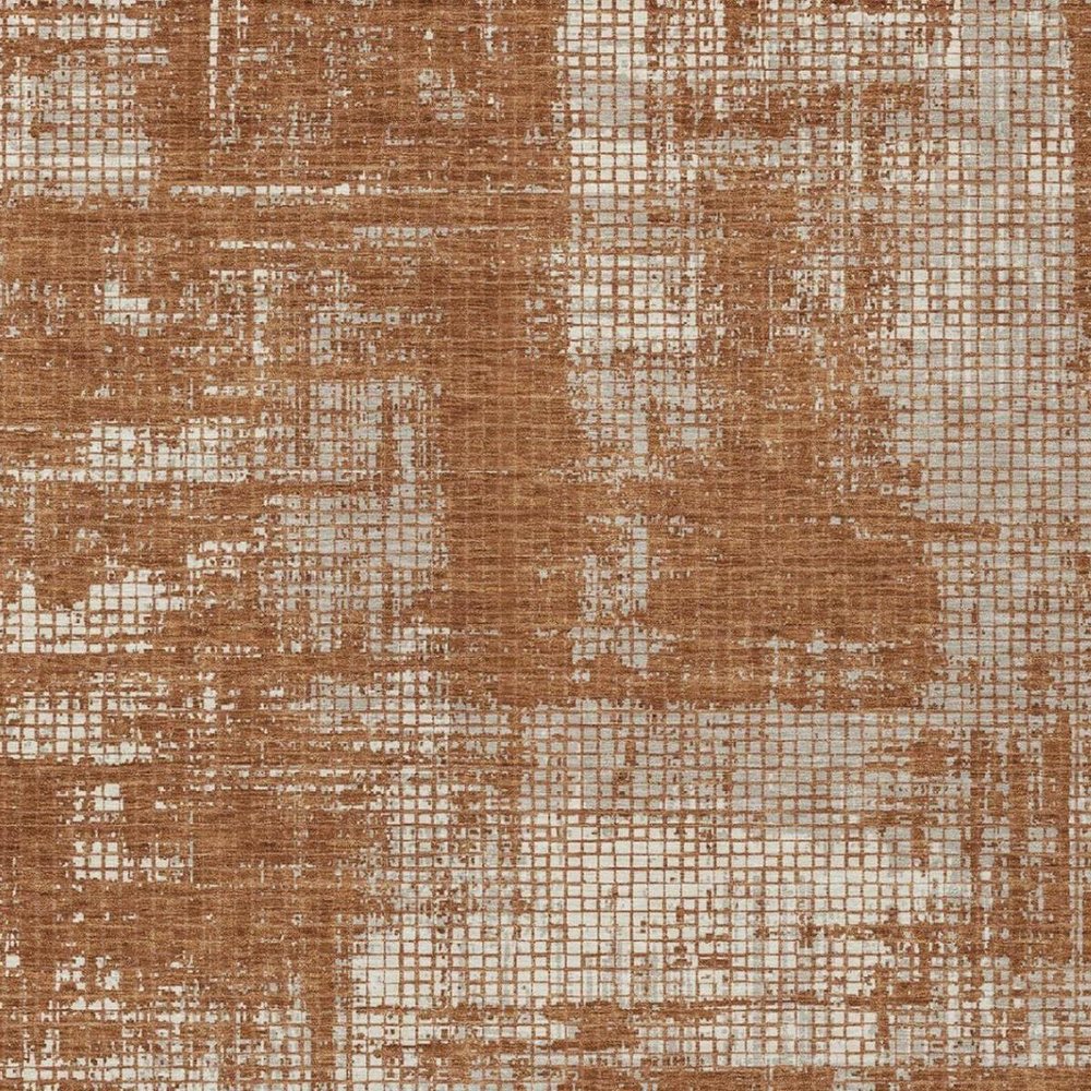 9' X 12' Orange And Beige Abstract Washable Indoor Outdoor Area Rug — view 9