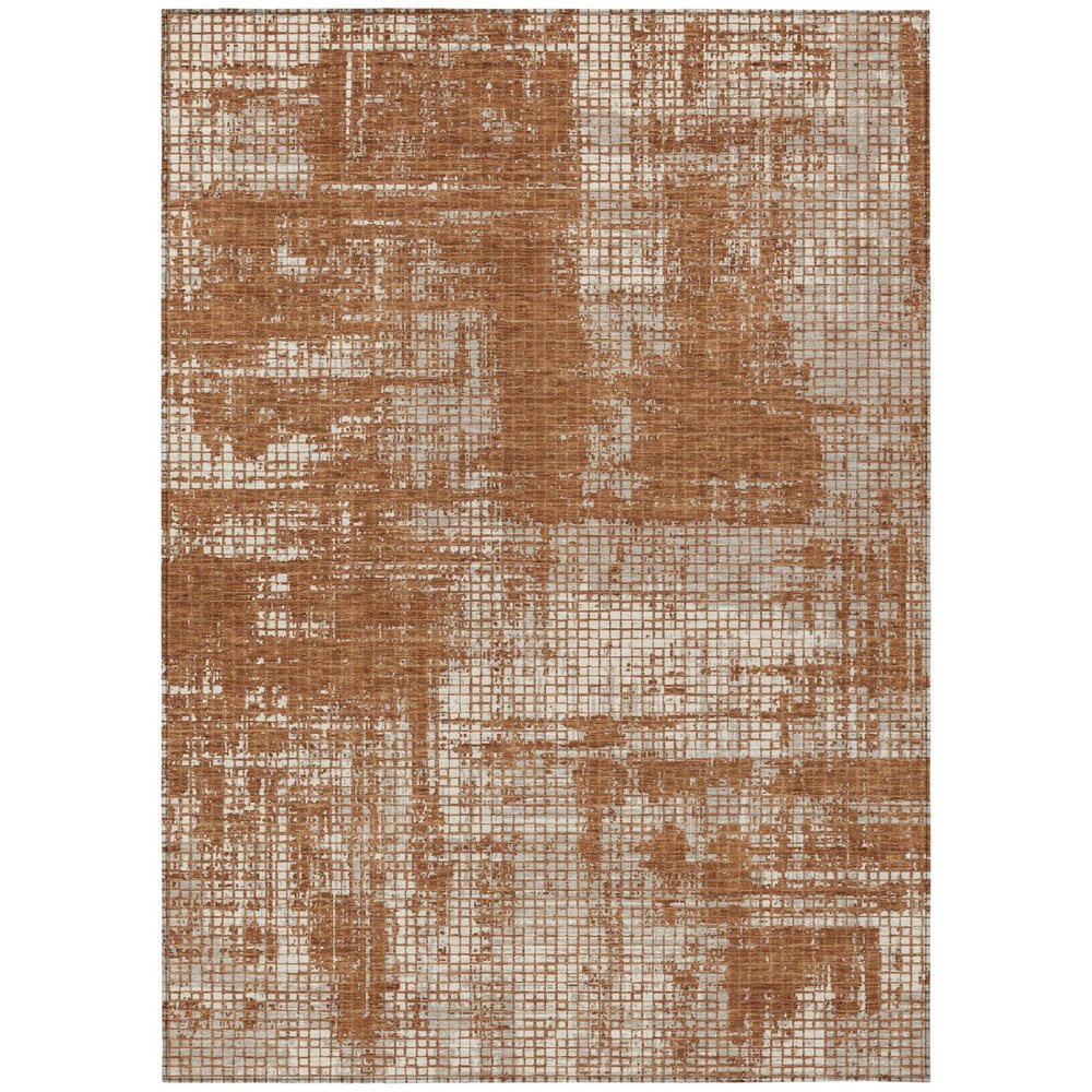 9' X 12' Orange And Beige Abstract Washable Indoor Outdoor Area Rug HomeRoots