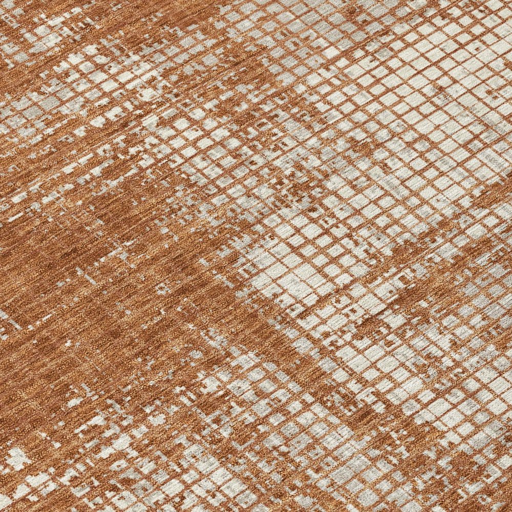 9' X 12' Orange And Beige Abstract Washable Indoor Outdoor Area Rug — view 3