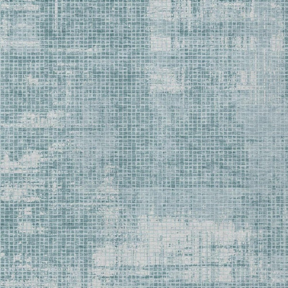5' X 8' Teal Blue And Silver Abstract Washable Indoor Outdoor Area Rug
