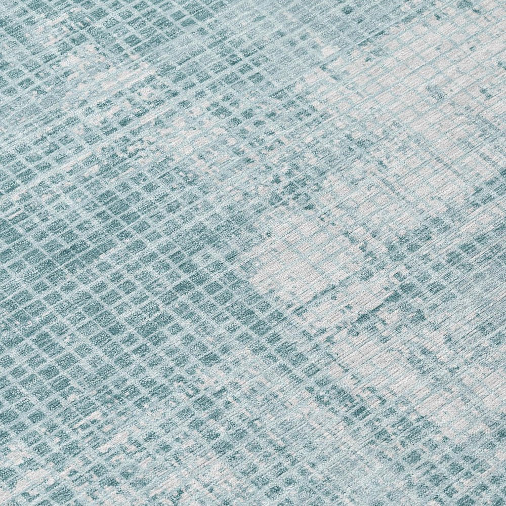 9' X 12' Teal Blue And Silver Abstract Washable Indoor Outdoor Area Rug — view 3
