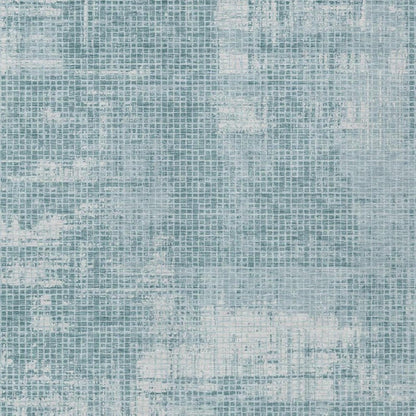 10' X 14' Teal Blue And Silver Abstract Washable Indoor Outdoor Area Rug