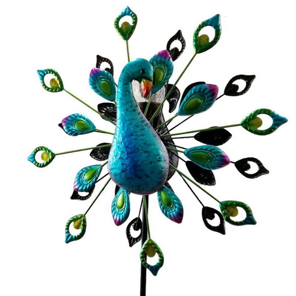 78" Blue And Purple Metal LED lights Birds Windmill — view 2