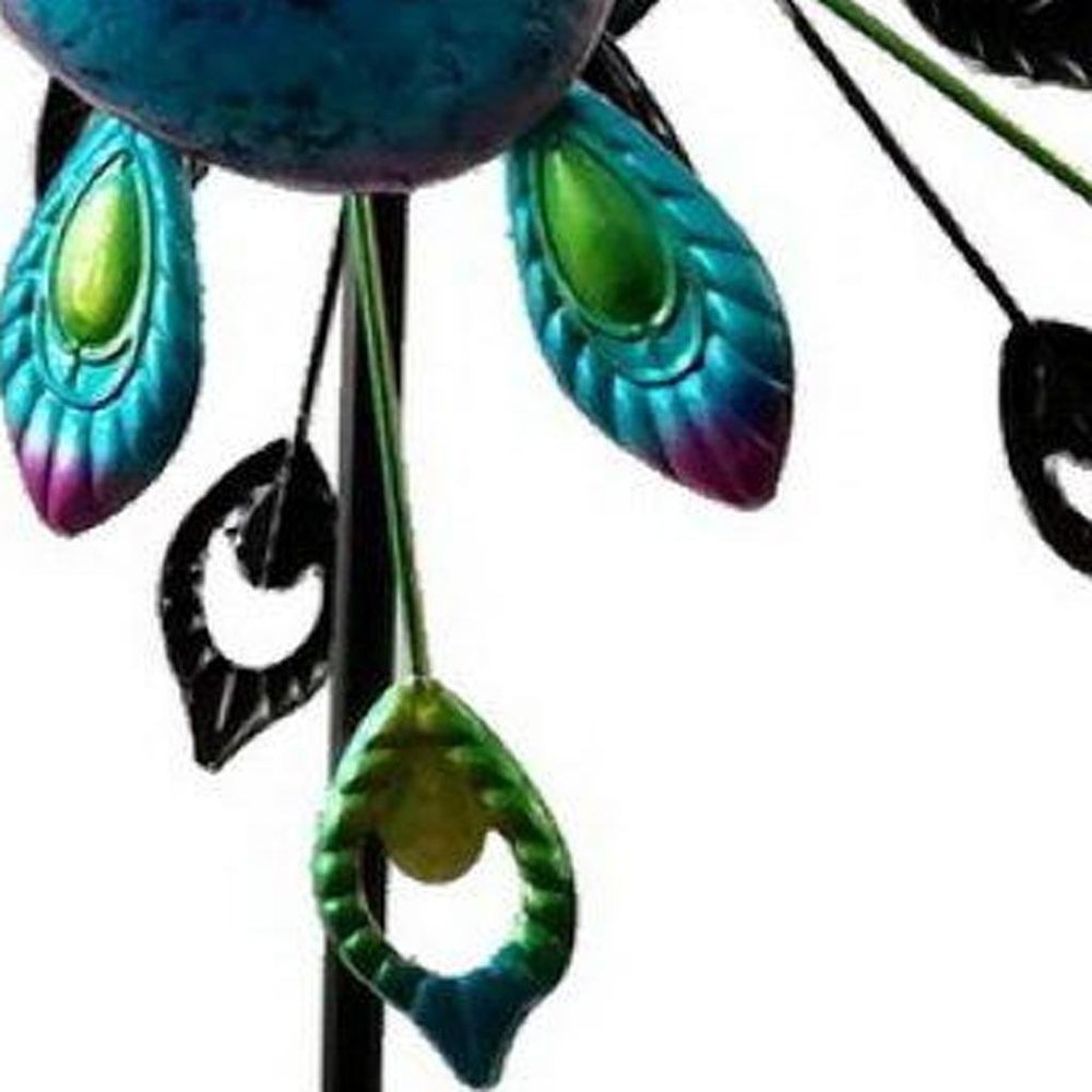 78" Blue And Purple Metal LED lights Birds Windmill HomeRoots