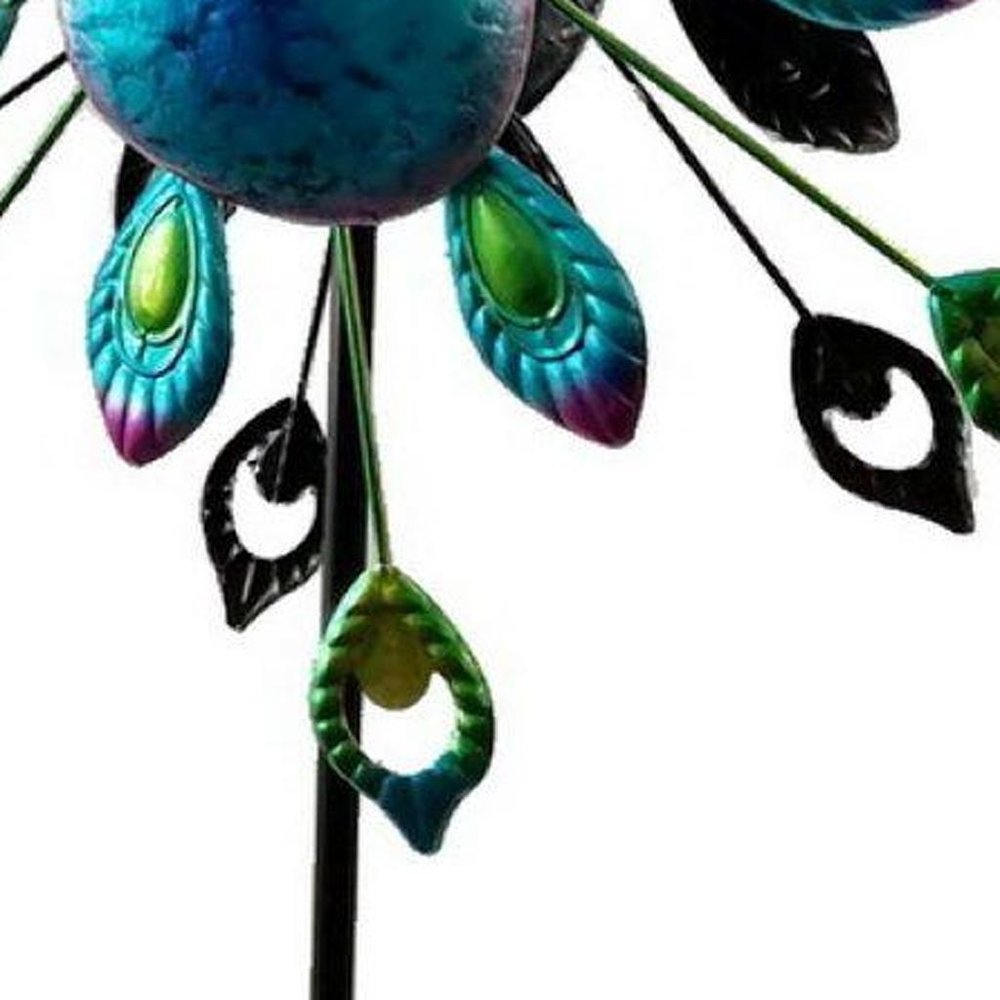 78" Blue And Purple Metal LED lights Birds Windmill — view 3