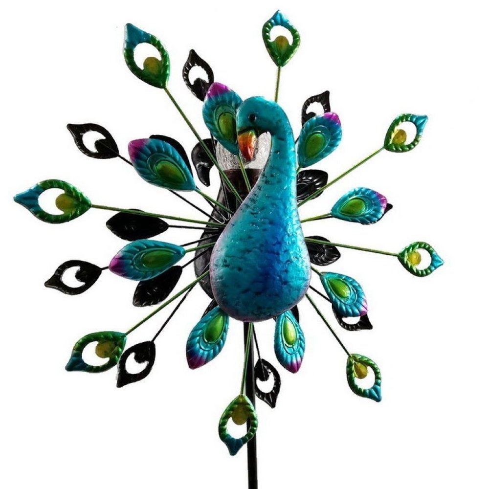78" Blue And Purple Metal LED lights Birds Windmill — view 4