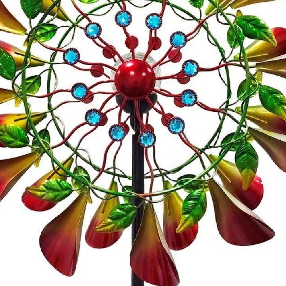 78" Red Green And Yellow Metal Windmill HomeRoots