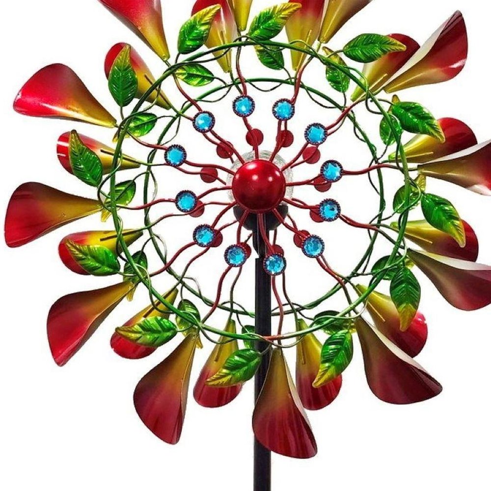 78" Red Green And Yellow Metal Windmill HomeRoots