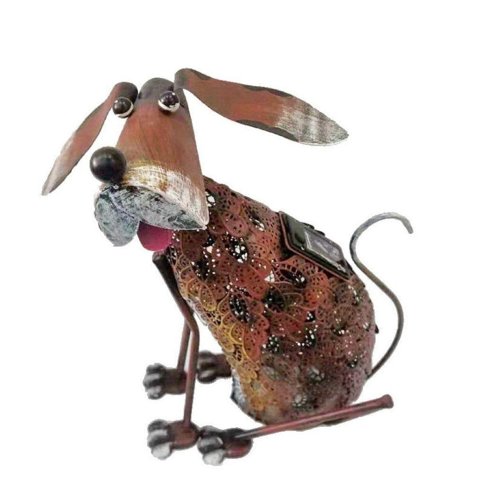 15" Brown Metal LED lights Dogs Garden Accents Accessories — view 1