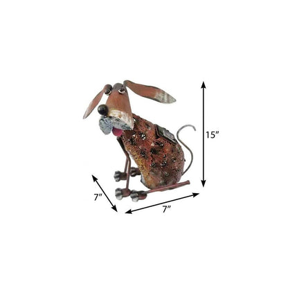 15" Brown Metal LED lights Dogs Garden Accents Accessories HomeRoots