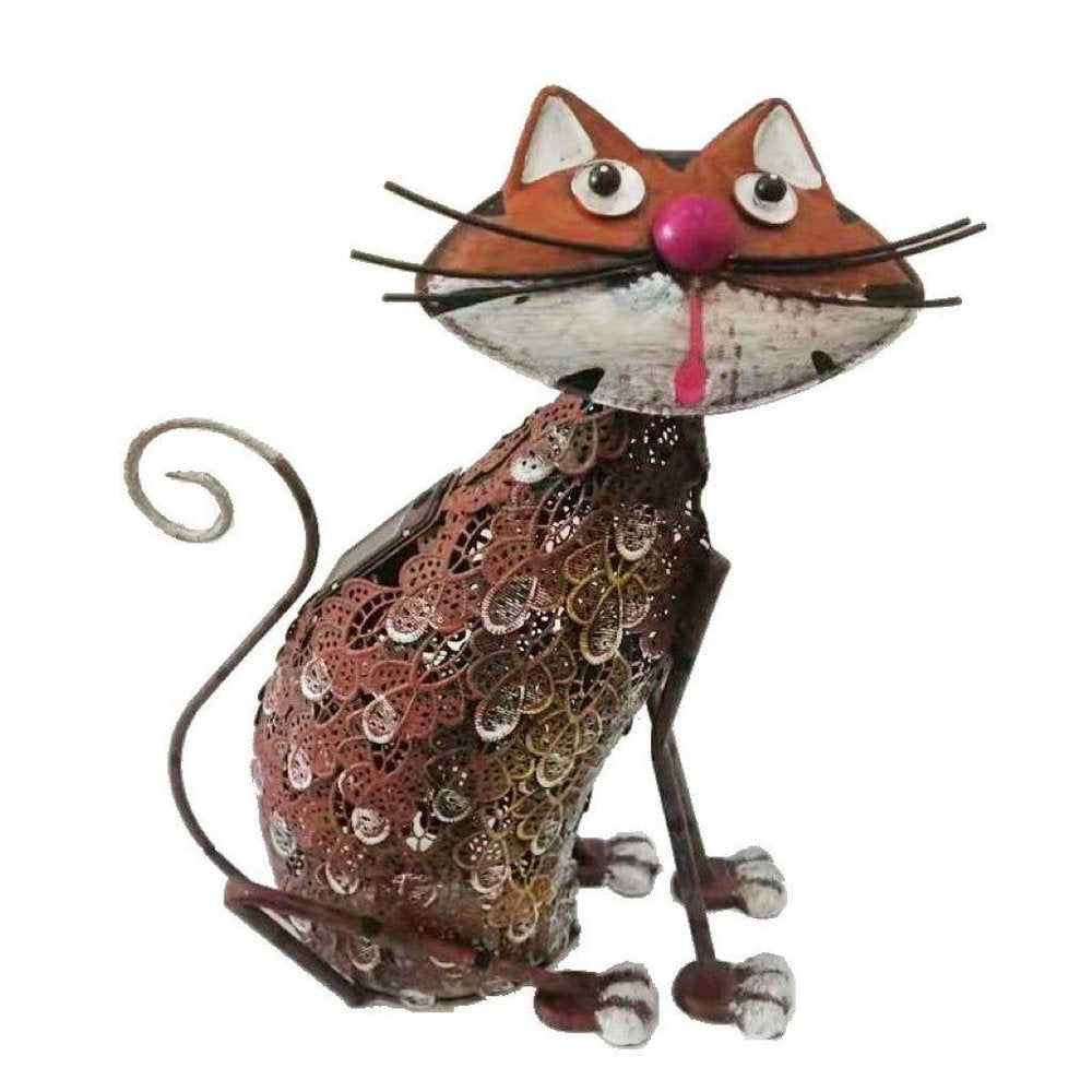 16" Brown Metal LED lights Cats Garden Accents Accessories HomeRoots