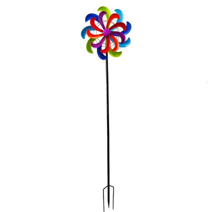 58" Purple Blue And Red Metal Windmill HomeRoots