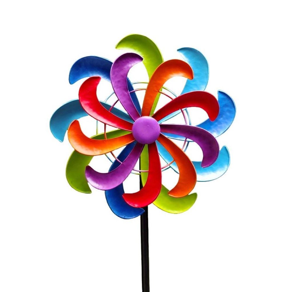 58" Purple Blue And Red Metal Windmill — view 1