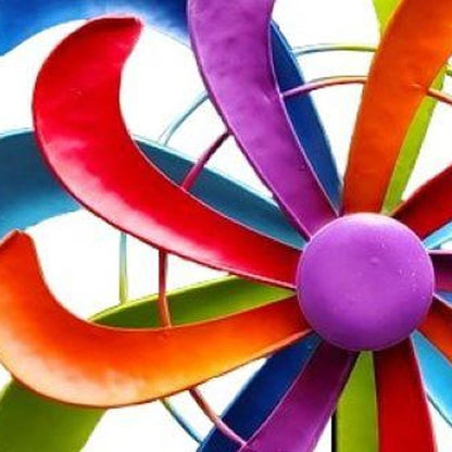 58" Purple Blue And Red Metal Windmill HomeRoots