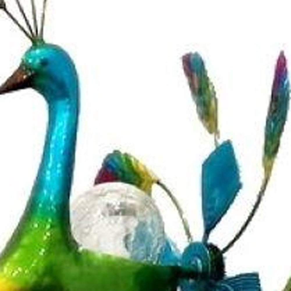 67" Blue And Green Metal LED lights Birds Windmill HomeRoots