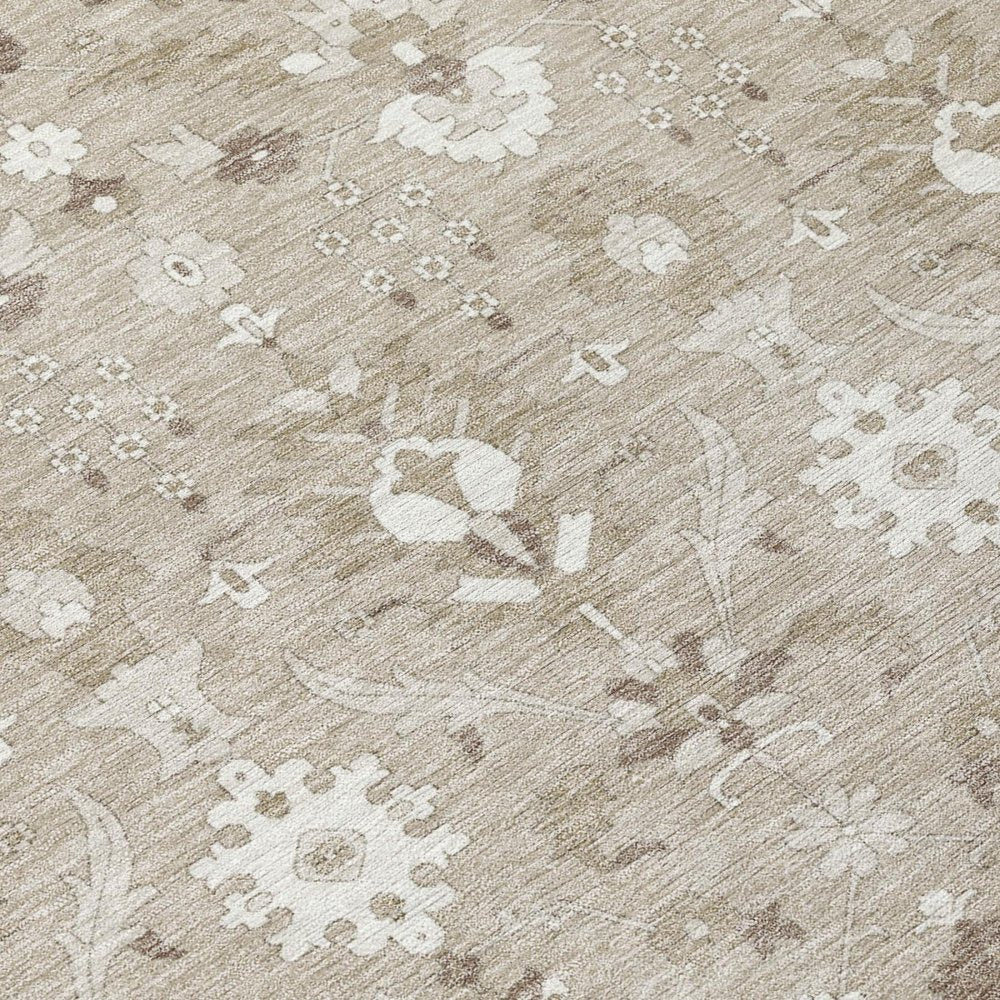 8' X 10' Beige And Brown Oriental Washable Indoor Outdoor Area Rug HomeRoots