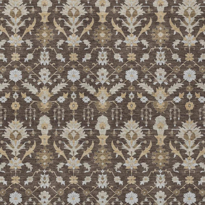 3' X 5' Chocolate And Brown Oriental Washable Indoor Outdoor Area Rug